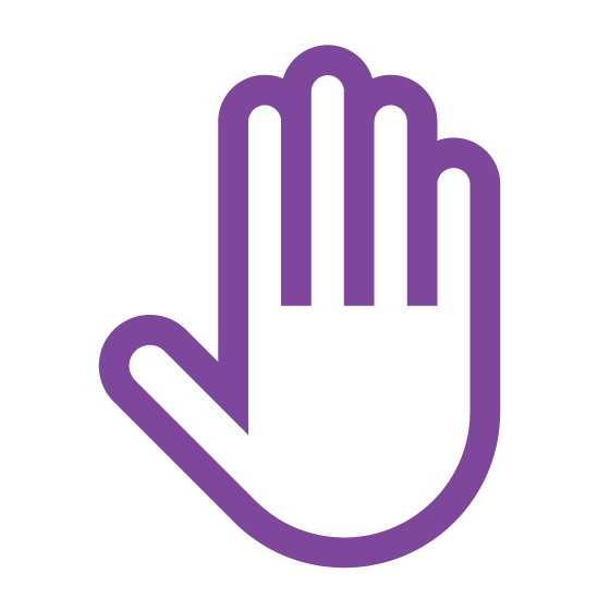 icon of stop sign or hand indicating stop